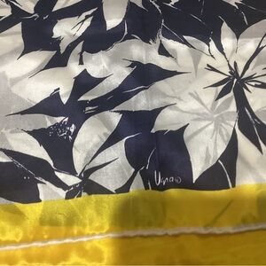 No. 64 Vintage Vera Neumann made in Japan 30” X 30” scarf. Navy,white,yellow